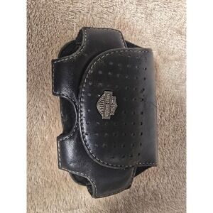 Harley-Davidson Black Leather Belt Clip Cell Phone Holster Pouch Bar & Shield